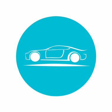 Mavi arka planda spor araba logosu tasarım vektörü