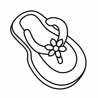 Güzel çocukların resimli ikon çizgisi. Askıda çiçek süslemesi olan parmak arası terlikler. Çocuk temalı tasarımlar için mükemmel.