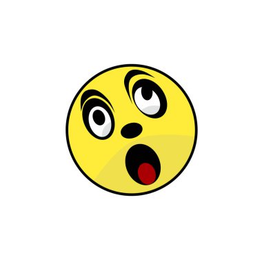 Çizgi film emojisinin vektör çizimi geniş gözler ve açık ağızla şaşkınlığı ifade ediyor. Güçlü duygu ve tepkileri iletmek için ideal.