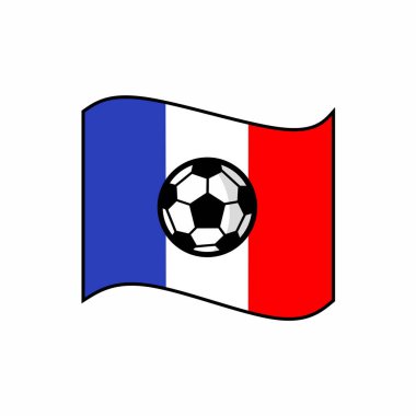 Klasik bir futbol topuyla Fransız bayrağının vektör çizimi. Ulusal gurur ve futbol tutkusunun birleşimini sembolize ediyor. Vatanseverlik ve spor temalı projeler için ideal.