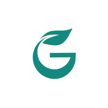 Vektör logosu G harfi yeşil olsun, yeşil yapraklar çevre dostu ve sürdürülebilir uygulamaları sembolize etsin. Çevre koruma ve çevre dostu girişimlere odaklanan işletmeler için ideal.