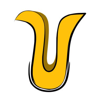 Sarı renkli basit U harfi tasarım vektörü