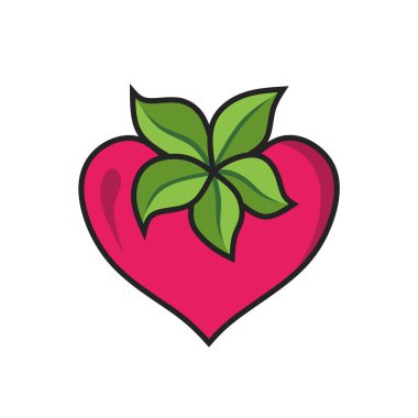 Çiçek yaprakları ve aşk işaretinin logo kombinasyonunun vektör çizimi