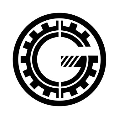 Tırtıklı kenarlı G harfi logo vektör tasarımı