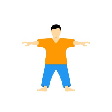Yoga pozu veren bir adamın basit vektör çizimi denge ve farkındalık gösteriyor..