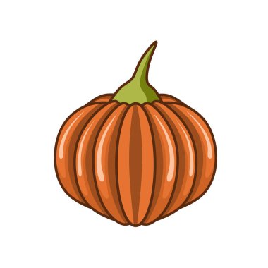 Sonbahar temalı tasarımlar ve Cadılar Bayramı dekorasyon kavramları için uygun parlak renklere sahip balkabağı meyve çizimi tasarımı.