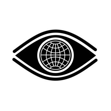Vektör illüstrasyon Grafiksel logo simgesi. Gözün soyut simgesi. Küresel vizyon, farkındalık ve perspektifi temsil ediyor..