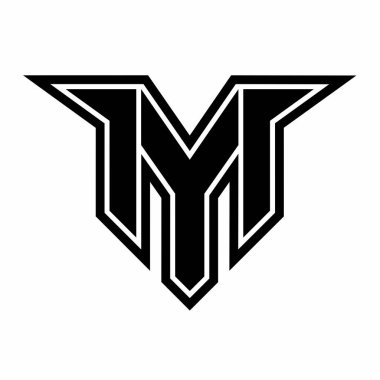 Modern harf M monogram logo grafik vektör illüstrasyonu maskot tarzında. Esportlama, oyun takımı, profesyonel kimlik ve amblem için mükemmel..