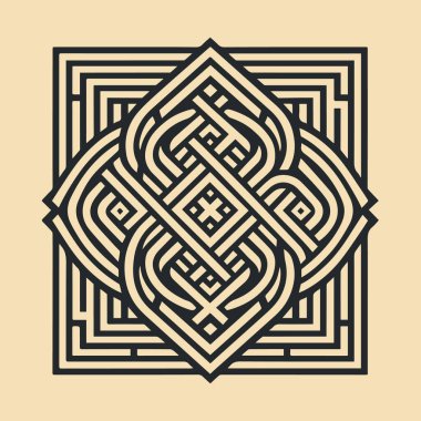 Geçerli krem renkli arka planı olan basit geometrik şekillerden oluşan bir döngü deseni