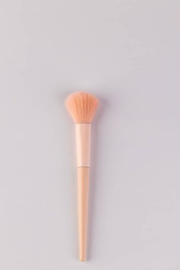 Yumuşak, yumuşak, pembe tüylü bir başlığı ve pürüzsüz bir sapı olan tek bir allık fırçası, doğal bir görünüm yaratmak için zahmetsizce harmanlamak ve makyaj yapmak için ideal..