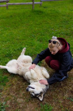 Yürek ısıtan bir sahne, Alaska 'lı bir Malamute ile birlikte, yemyeşil bir tarlada uzanmış, arkadaşlığın ve aralarında bir bağ kurmanın sevincini anlatıyor..