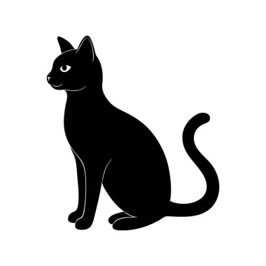 Şirin kedi silueti vektör çizimi tasarımı