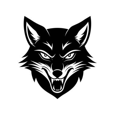 Fox Head Angry Mood Silhouette Vector Illustration clipart