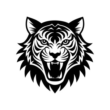 Fierce Tiger Head Silhouette Vector Illustration clipart