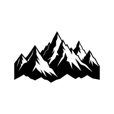 Mountain Ranges Silhouette on White Background clipart