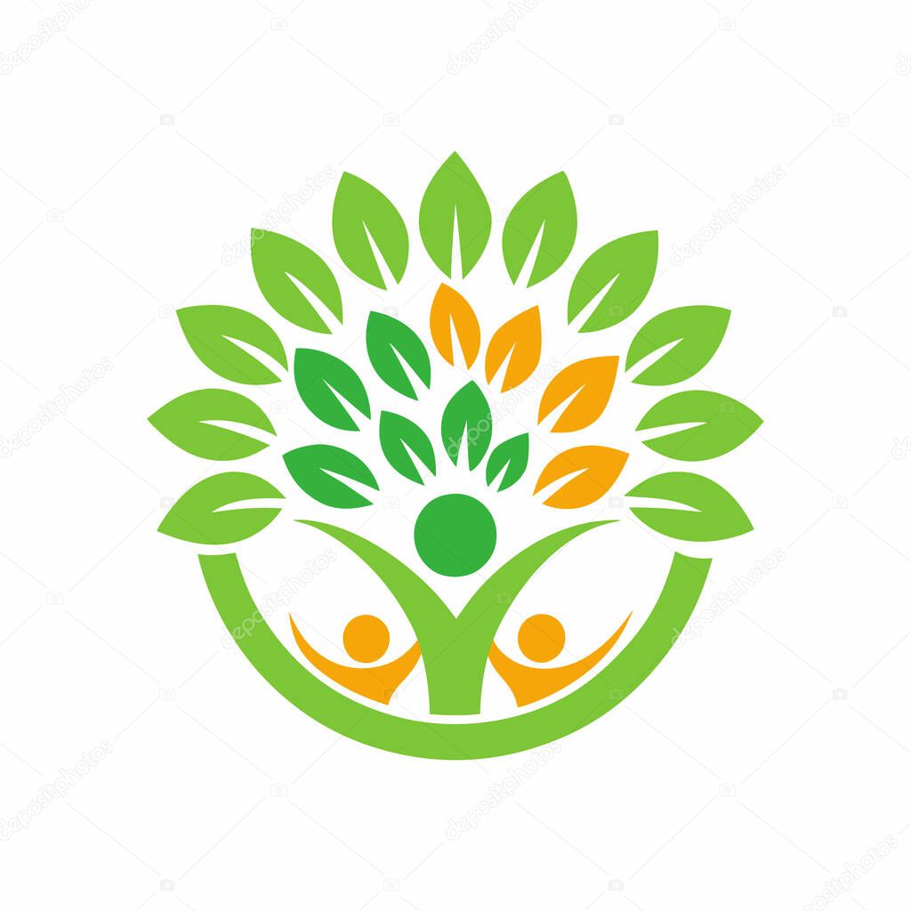 People Tree Logo and Wellness Symbol Vector Design