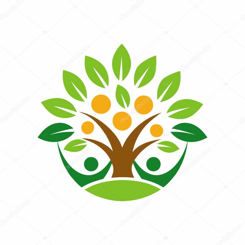 People Tree Logo and Wellness Symbol Vector Design