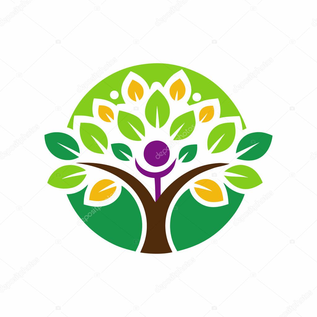 People Tree Logo and Wellness Symbol Vector Design