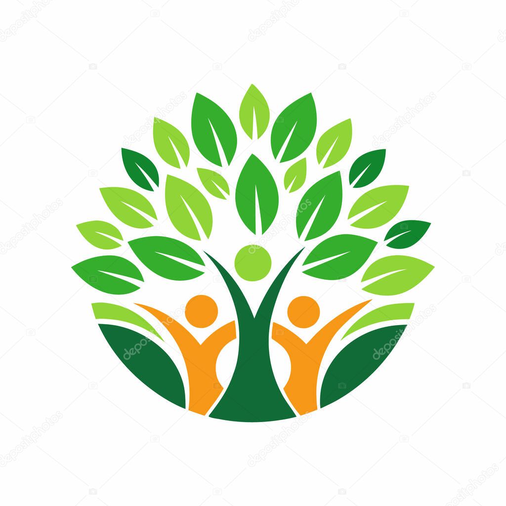 People Tree Logo and Wellness Symbol Vector Design