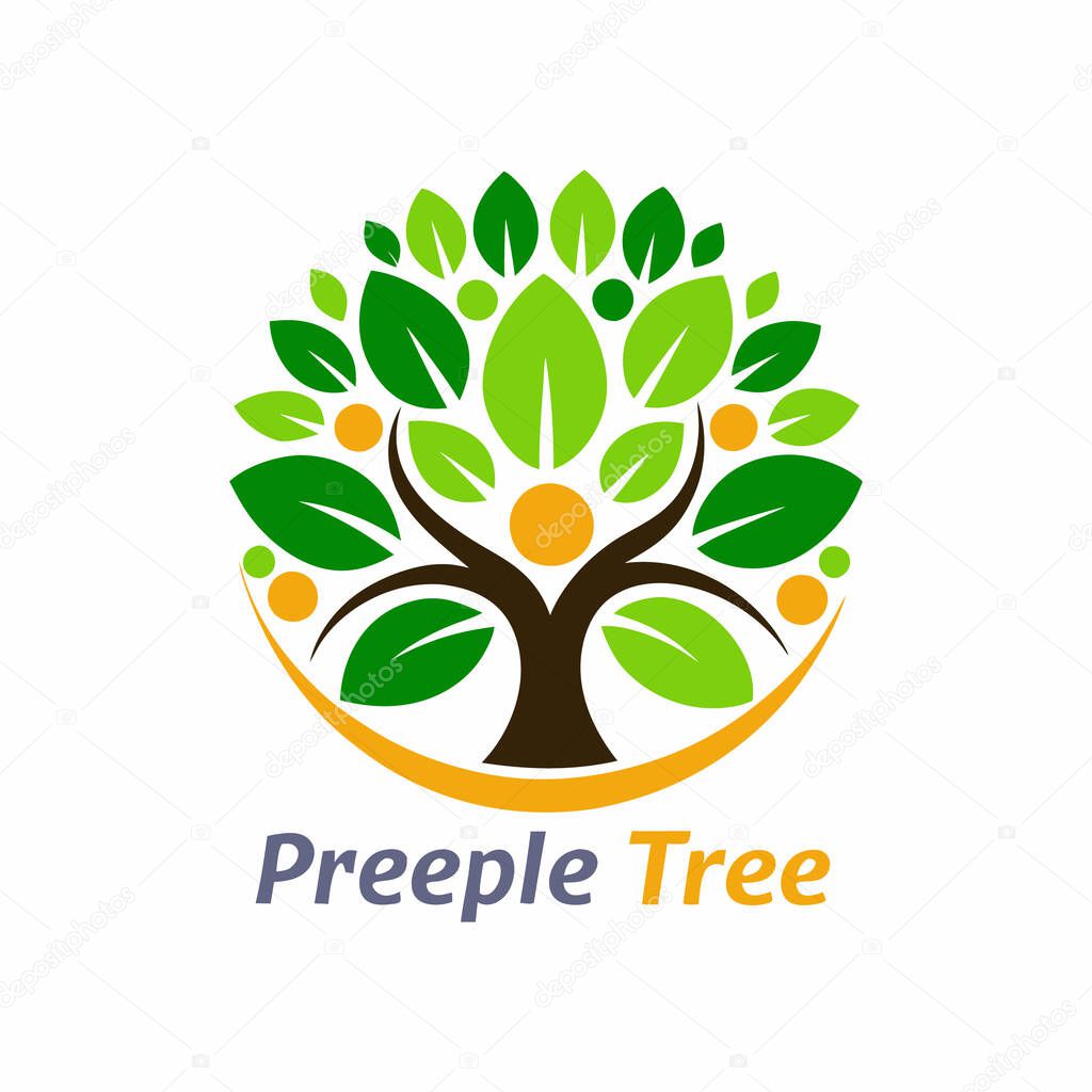 People Tree Logo and Wellness Symbol Vector Design
