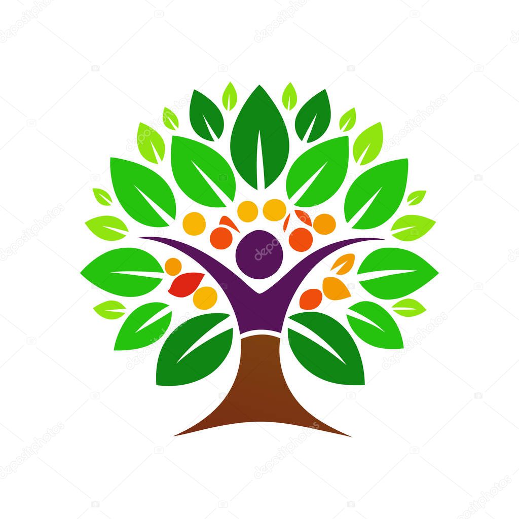 People Tree Logo and Wellness Symbol Vector Design
