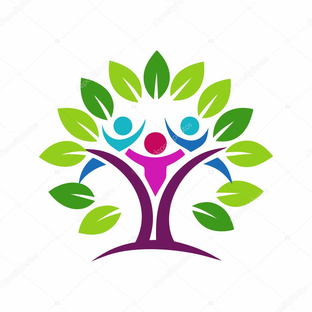 People Tree Logo and Wellness Symbol Vector Design