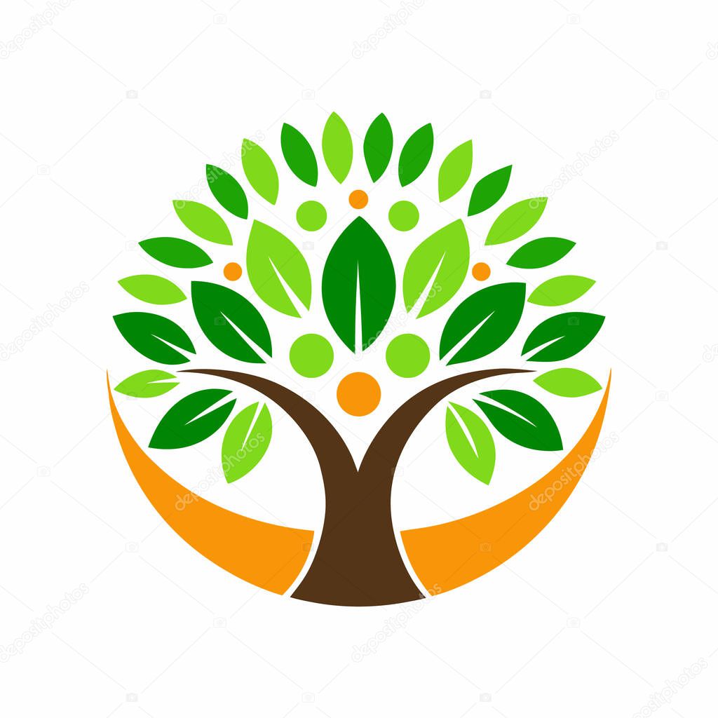 People Tree Logo and Wellness Symbol Vector Design