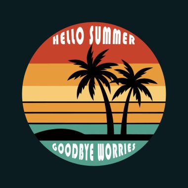 Summer Beach Retro Vintage Arka plan Tropikal Tatil Tasarımı
