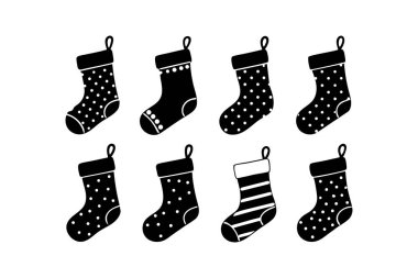  Noel Çorabı Simgesi Siluet Vektör Paket Tasarımı