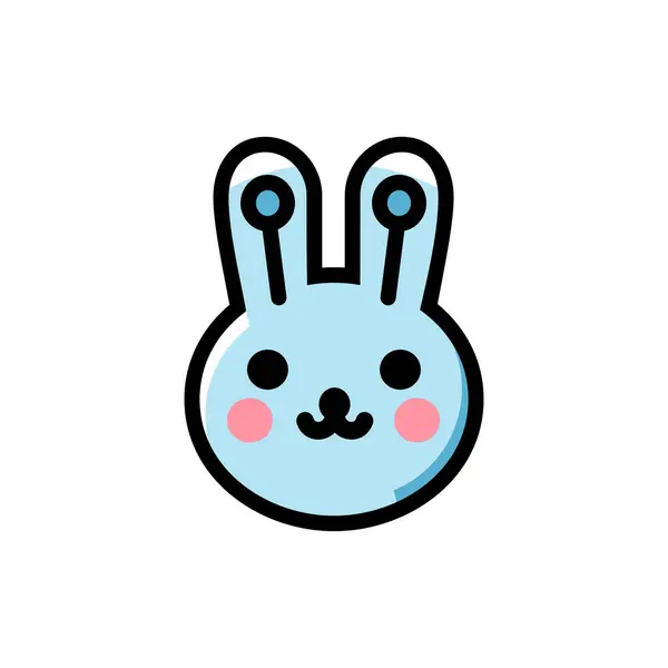 Sevimli tavşan çizgi film karakteri ikon vektör çizimi