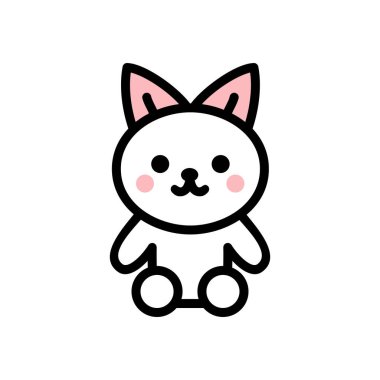 Beyaz arkaplanda izole edilmiş şirin kedi çizgi film karakteri