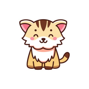 izole kedi çizgi filmi kawaii stili vektör tasarımı
