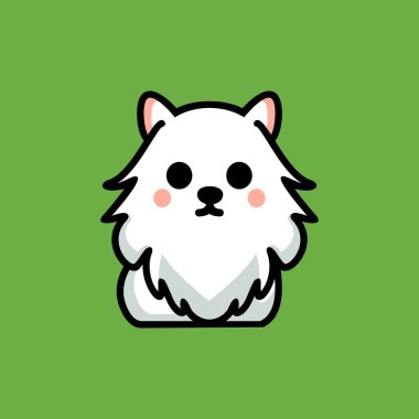 Beyaz gözlü şirin beyaz köpek yavrusu. vektör illüstrasyonu