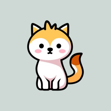 Küçük şirin kedi çizgi film karakteri. hayvan maskotu çizimi.