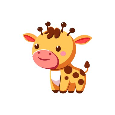 Beyaz arkaplanda izole edilmiş şirin inek karikatürü, vektör çizimi