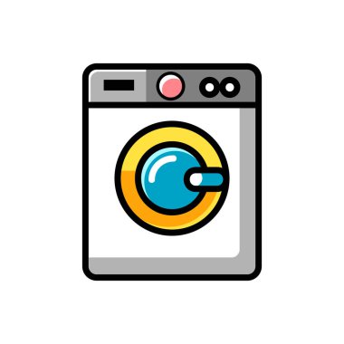 Çamaşır makinesi simge vektör web ve mobil uygulaması tasarımı, çamaşır makinesi logo kavramı üzerinde izole beyaz arka plan