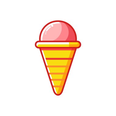 Dondurma külahı simgesi beyaz arkaplanda düz stil