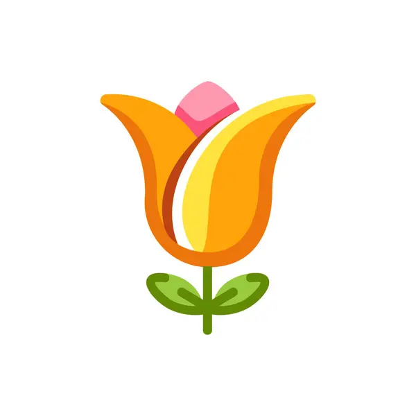 düz çizgi film sarı çiçek beyaz üzerinde izole