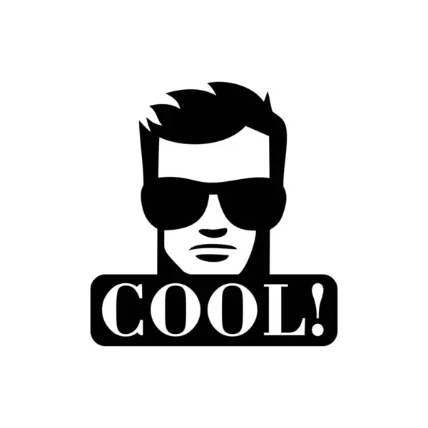 Güneş gözlüklü, havalı, havalı genç adam. Güneş gözlüğü vektör çizimi grafik tasarımı.