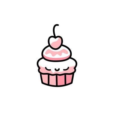 Kremalı kek, kek ikonu, çizgi rengi