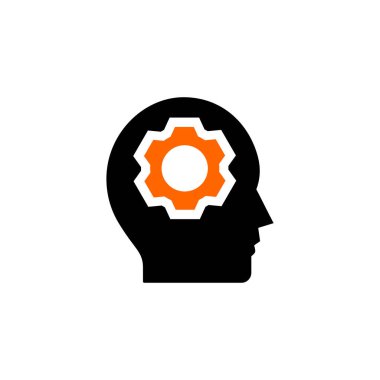 Bir dişli başlıklı simge şablonunun içindeki beyin