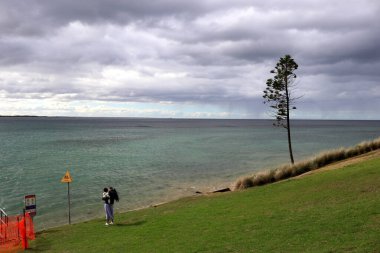 Victoria 'daki Torquay (Avustralya) deniz manzarası).