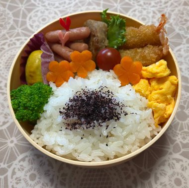 Geleneksel bir Kore dozirak 'ı. Pirinç, çeşitli banchan ve tuzlu proteinlerle güzelce düzenlenmiş. Dengeli ve görsel olarak davetkâr, canlı lezzetlerle dolu taşınabilir bir yemek..