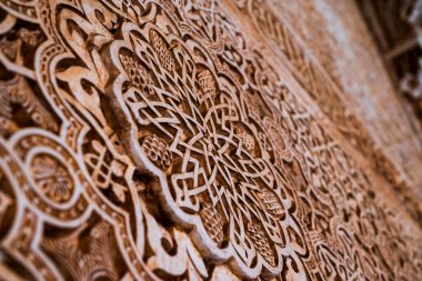 Exquisite Geometric Stucco Patterns of Alhambras Intricate Islamic Artistry in Granada, Spain