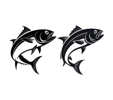 Siluet atlama ton balığı vektör çizimi