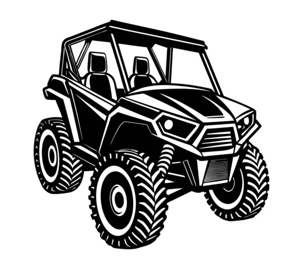 Beyaz arka planda izole edilmiş bir off-road arabası. Vektör illüstrasyonu.