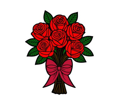 Red Rose Bouquet Vector illustration clipart