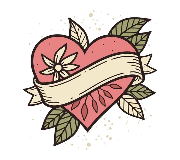 Üzerinde kurdele ve çiçek olan bir kalp.