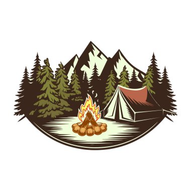 Mountain Camping Adventure vector illustration clipart