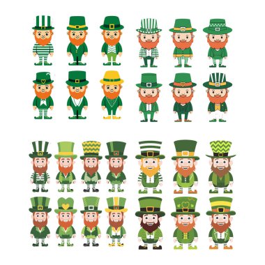 Çeşitli Giysi Vektörlerindeki Tuhaf Cüce Karakterleri Koleksiyonu